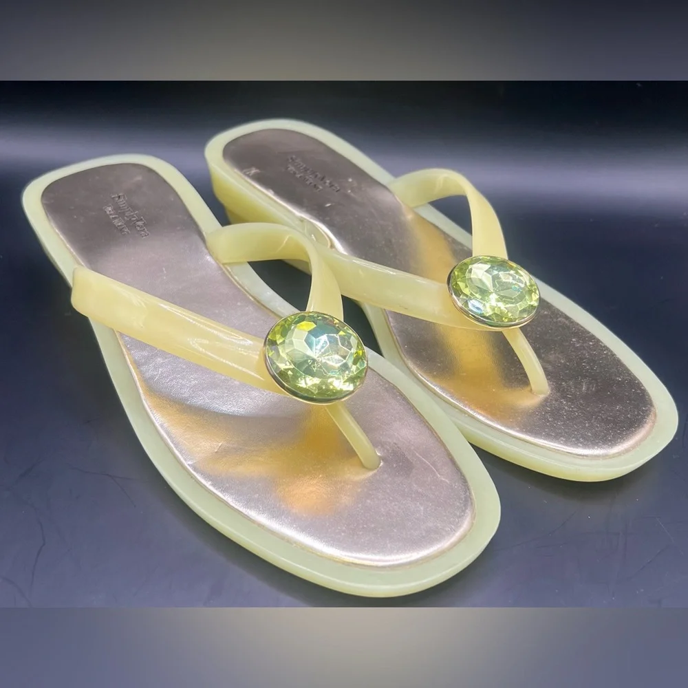 Simply Vera,Vera Wang-Bauble Pale Yellow-Stylish Yellow Plastic‎ Sandals,Size:8M